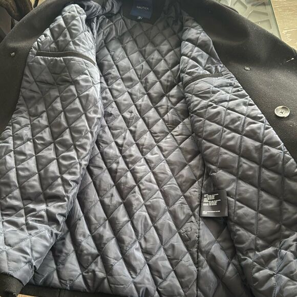 NAUTICA Classic Wool Blend Black Coat Men’s Size XXL Button Up Lined Peacoat - Picture 5 of 12